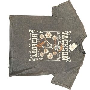 Gray Short Sleeve Tee with Vintage Graphic
